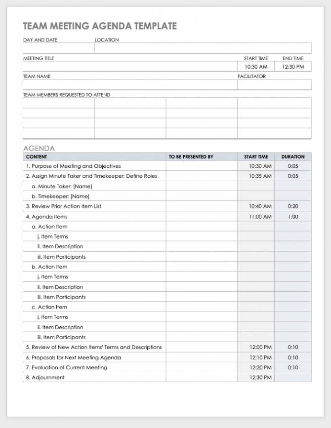 Meeting Checklist Samples &amp; Templates Download For Meeting Agenda Template Word Download