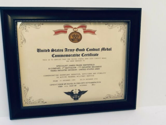 Military Commemorative ~ U.s. Army Good Conduct Medal Throughout Army Good Conduct Medal Certificate Template