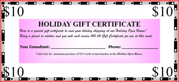 Ottawa Skin Care : Holiday Open House Inside Fresh Mary Kay Gift Certificate Template