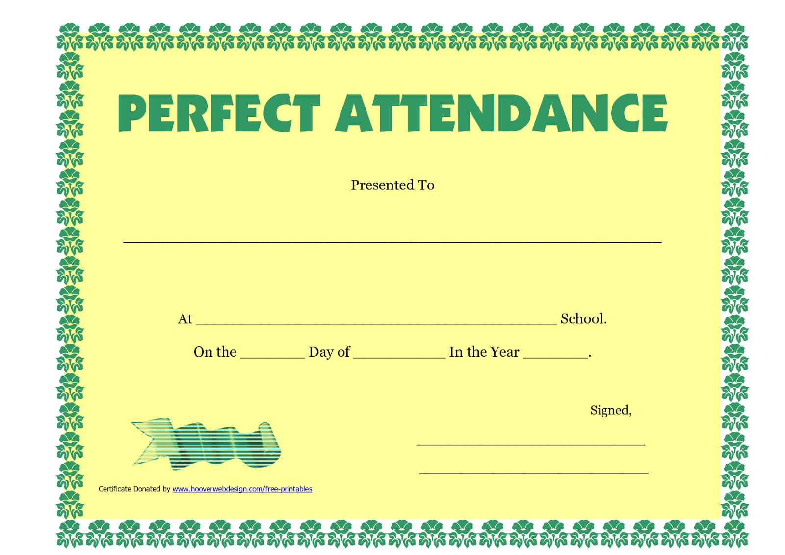 Perfect Attendance Certificate Template Microsoft Word With Attendance Certificate Template Word