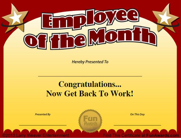 Pinfun Awards On Funny Employee Awards | Appreciation For Funny Certificates For Employees Templates