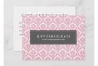Pink Damask Customizable Gift Certificate | Zazzle.ca Regarding Pink Gift Certificate Template