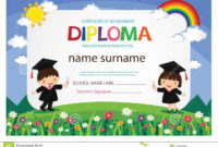 Preschool Kids Diploma Certificate Colorful Background In Free Netball Certificate Templates Free 17 Concepts