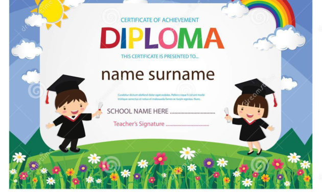Preschool Kids Diploma Certificate Colorful Background In Free Netball Certificate Templates Free 17 Concepts