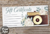 Printable Photography Gift Certificate Template, Photo Within Simple Photography Gift Certificate