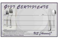 Restaurant Gift Certificate Intended For Fascinating Fillable Gift Certificate Template Free