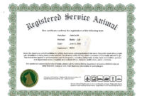 Service Dog Certificate Template Atlantaauctionco Pertaining To Dog Obedience Certificate Template