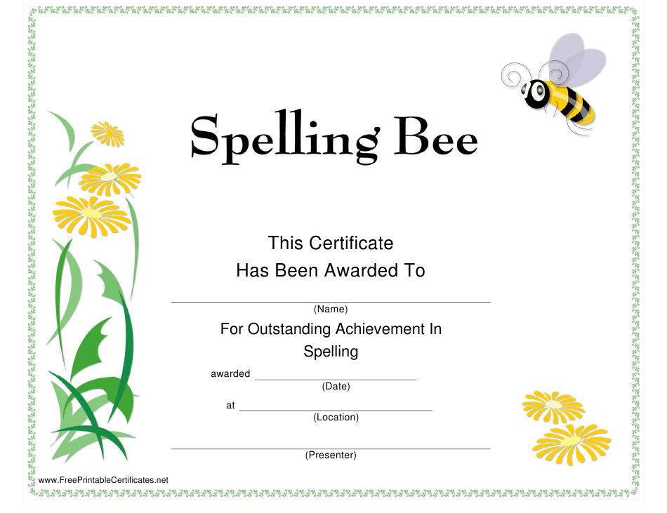 Spelling Bee Certificate Template Download Printable Pdf With Regard To New Spelling Bee Award Certificate Template