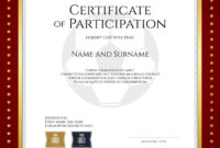 Sport Theme Certificate Of Participation Template Vector Image Regarding Sample Certificate Of Participation Template