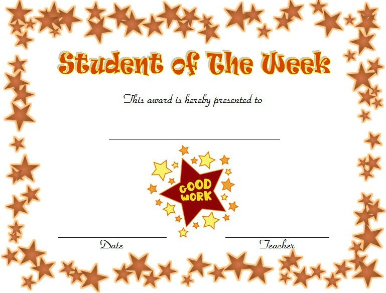 Student Of The Week Certificate: Top 10+ Super Star Designs With Awesome Star Of The Week Certificate Template