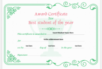 Student Of The Year Award Certificates | Professional With Student Of The Year Award Certificate Templates