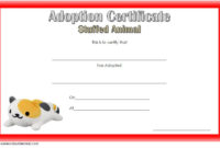 Stuffed Animal Adoption Certificate Template Free 2 In Throughout Stuffed Animal Adoption Certificate Editable Templates