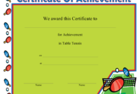 Table Tennis Certificate Of Achievement Template Download For Tennis Tournament Certificate Templates