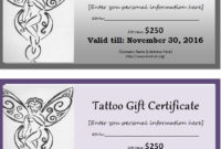 Tattoo Gift Certificate Template For Ms Word | Document Regarding Tattoo Gift Certificate Template