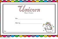 Unicorn Adoption Certificate Templates [7+ Wonderful In Fantastic Stuffed Animal Adoption Certificate Editable Templates