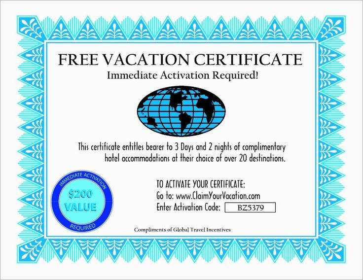 Vacation Gift Certificate Template Free Best Travel Gift For Amazing Travel Gift Certificate Templates