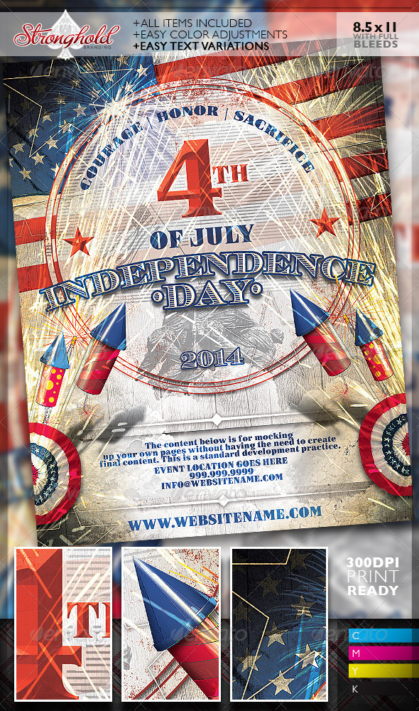 Vintage 4Th Of July Event Flyer Templategetstronghold With Regard To 4Th Of July Menu Template