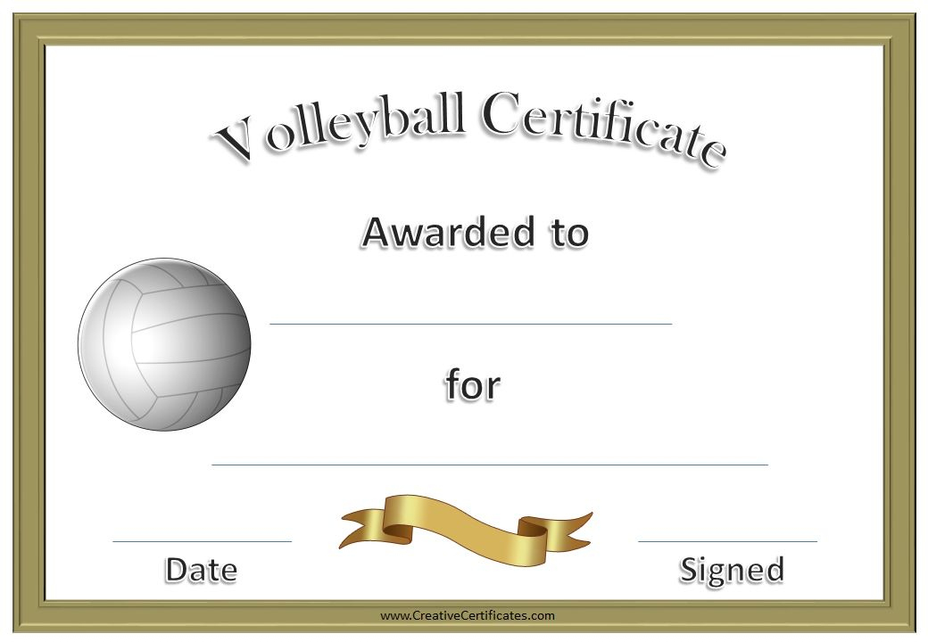Volleyball Awards 1 (1040×720) | Certificate Templates Pertaining To Volleyball Award Certificate Template Free