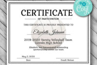 Volleyball Certificate | Awards Certificates Template Regarding Volleyball Participation Certificate