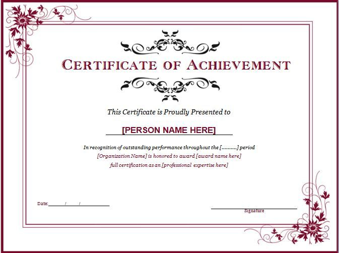 Word Achievement Award Certificate Can Be Used To Draft Throughout Fascinating Merit Certificate Templates Free 7 Award Ideas