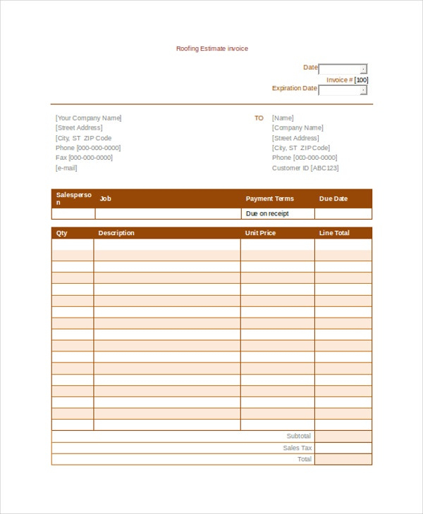 Roofing Invoice Template 10+ Free Word, Pdf Documents With Regard To Awesome Siding Estimate Template