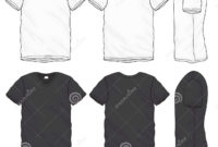 Black White V-Neck T-Shirt Design Template Stock Vector inside Blank V Neck T Shirt Template