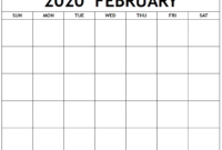 Blank February 2020 Calendar – Manage Work Activities In regarding Blank Activity Calendar Template