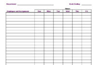 Employee Work Schedule Template Pdf – Weekly Work Schedule pertaining to Blank Monthly Work Schedule Template