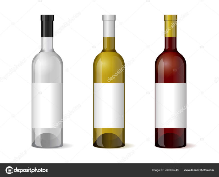 Wine Realistic 3D Bottle With Blank White Label Template with Blank Wine Label Template