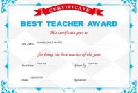 10+ Best Teacher Certificate Templates | Free Word &amp;amp; Pdf Inside Fascinating Classroom Certificates Templates