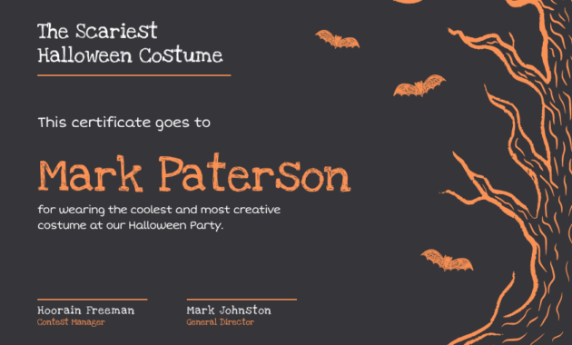 10+ Certificate Design Templates And Ideas To Get Inspired By Inside Fantastic Halloween Costume Certificates 7 Ideas Free