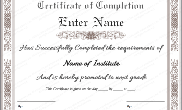 10 Certificate Of Completion Templates Free Download With Regard To Fantastic Free Training Completion Certificate Templates