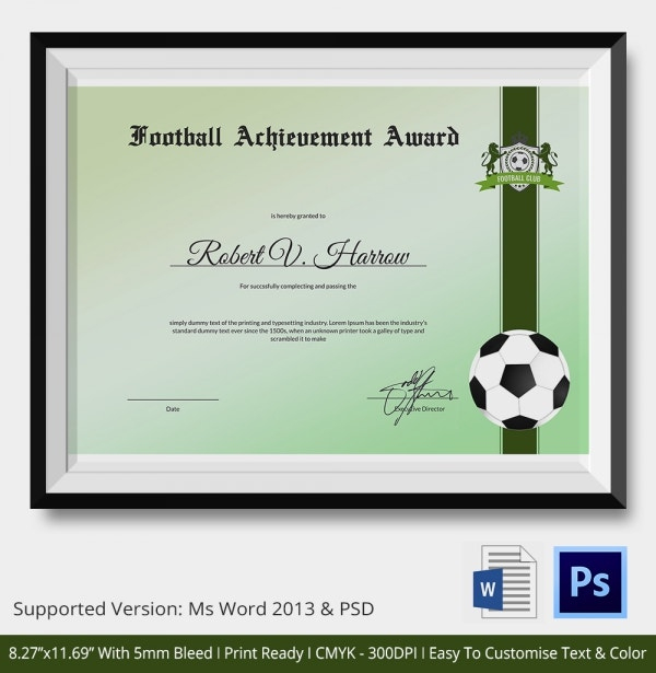 10+ Football Certificate Templates Free Word, Pdf In New Soccer Certificate Template Free 21 Ideas