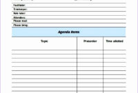 10 Meeting Agenda Excel Template Excel Templates Excel In Meeting Agenda Template Word 2010