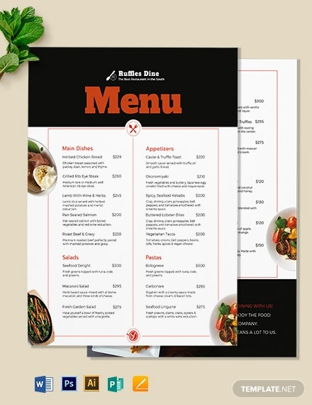 10+ Printable Menu Template Illustrator, Ms Word, Pages With To Go Menu Template