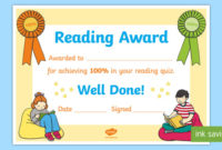 100% Reading Quiz Certificate Accelerated Reader, Ar, Zpd Within Fresh Accelerated Reader Certificate Template Free