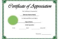 11 Free Appreciation Certificate Templates Word For New Sample Certificate Of Recognition Template