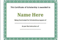 11+ Scholarship Certificate Templates | Free Printable Intended For 7 Scholarship Award Certificate Editable Templates