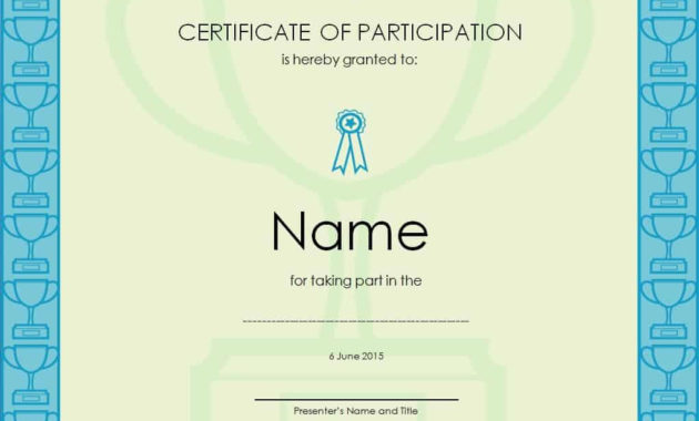 12+ Certificate Of Participation Templates | Free Word Within Simple Participation Certificate Templates Free Download