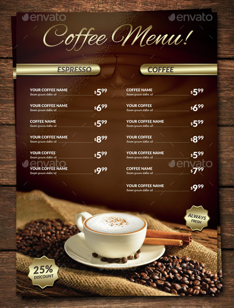 15+ Coffee Shop Menu Designs &amp; Templates Psd, Indesign In Menu Board Design Templates Free