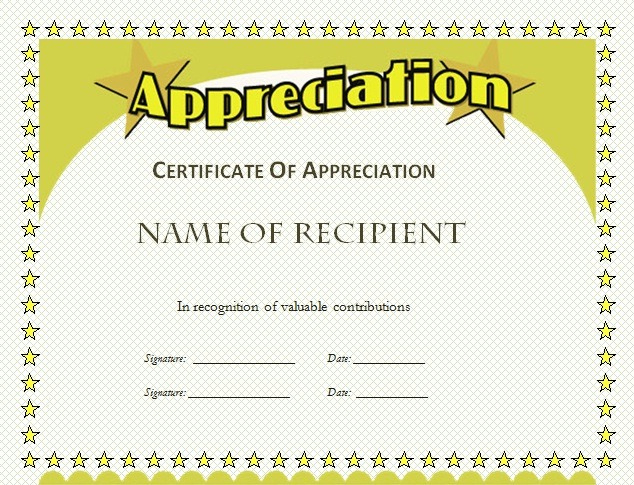 17+ Certificate Of Appreciation Templates | Free Printable Regarding Fantastic Free Certificate Of Appreciation Template Downloads