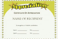 17+ Certificate Of Appreciation Templates | Free Printable With Regard To In Appreciation Certificate Templates