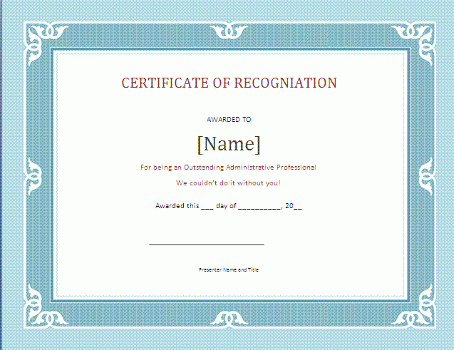 17+ Certificate Of Recognition Templates | Certificate Of Throughout ...