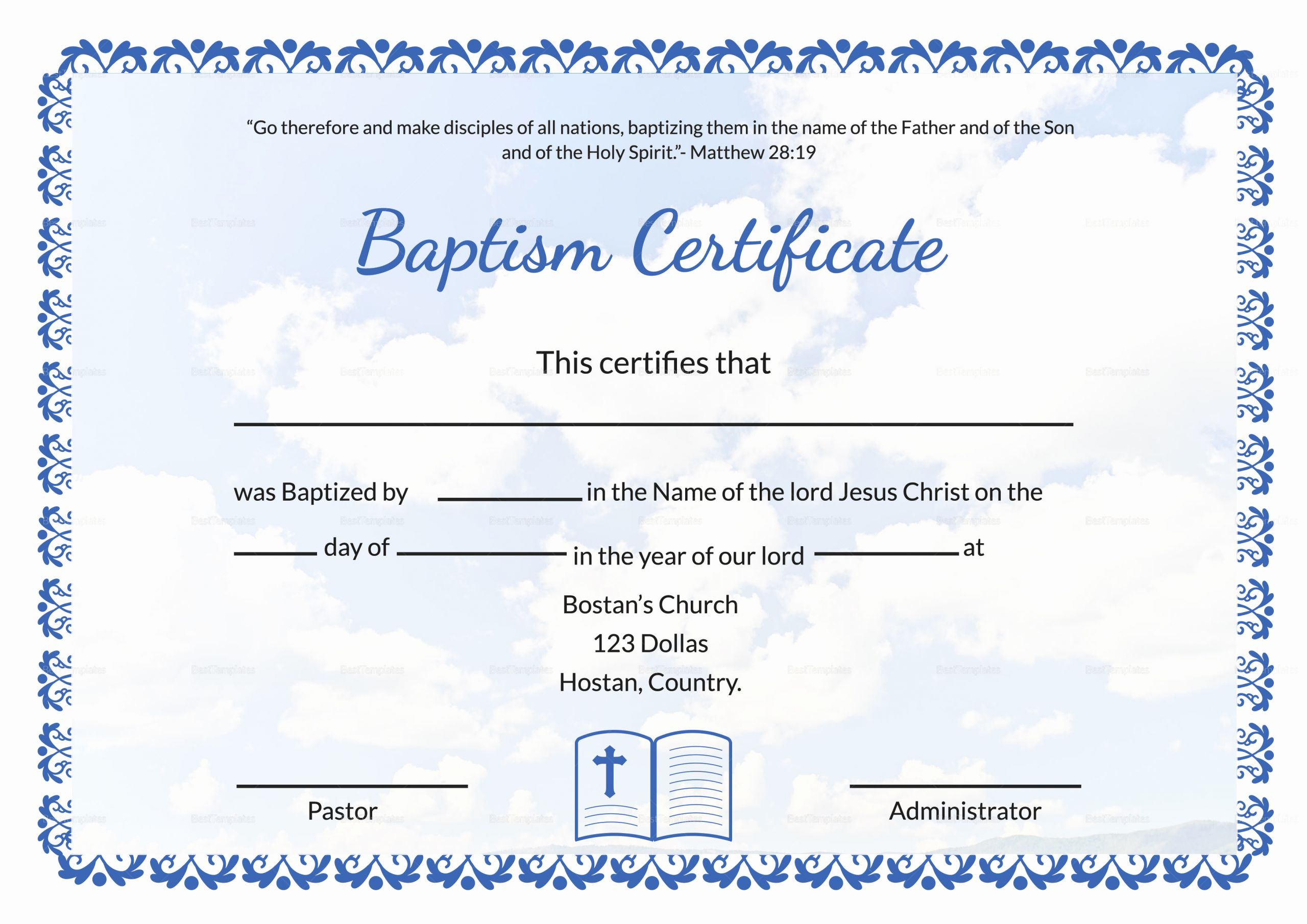 20 Baptism Certificates Free Download ™ | Dannybarrantes Regarding Baptism Certificate Template Word Free