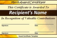 20 Certificate Of Merit Sample ™ In 2020 (With Images In Merit Award Certificate Templates