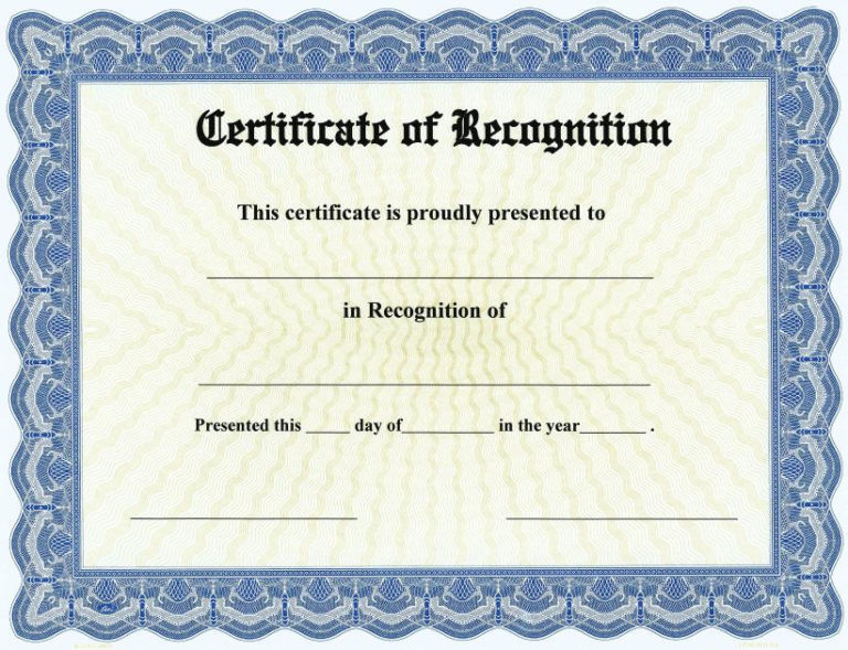 20+ Certificate Of Recognition Template [Word, Excel, Pdf] Inside ...