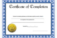 20+ Completion Certificate Template Free Download Throughout Training Completion Certificate Template