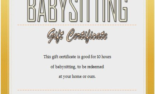 20 Free Babysitting Certificate Template ™ In 2020 (With Inside Fascinating Babysitting Gift Certificate Template