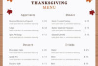 20+ Thanksgiving Menu Templates Free Sample, Example Regarding Thanksgiving Menu Template Printable