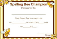 21 Free Printable Spelling Bee Certificates: Participation With Regard To New Spelling Bee Award Certificate Template